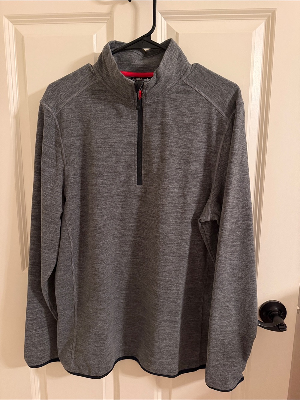 Avalanche Men's Gray Half-Zip Pullover with Black Trim and Red Accents